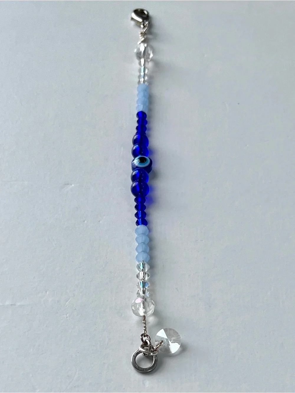 🧿 Blue “Evil Eye” Bracelet - Glass Beads, Swarovski Crystals & Silver-Tone Metal